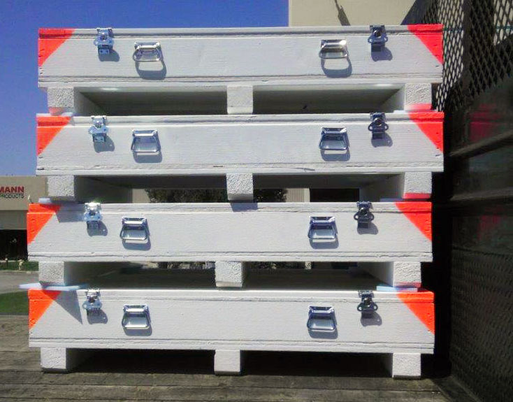 Wooden and plastic pallets